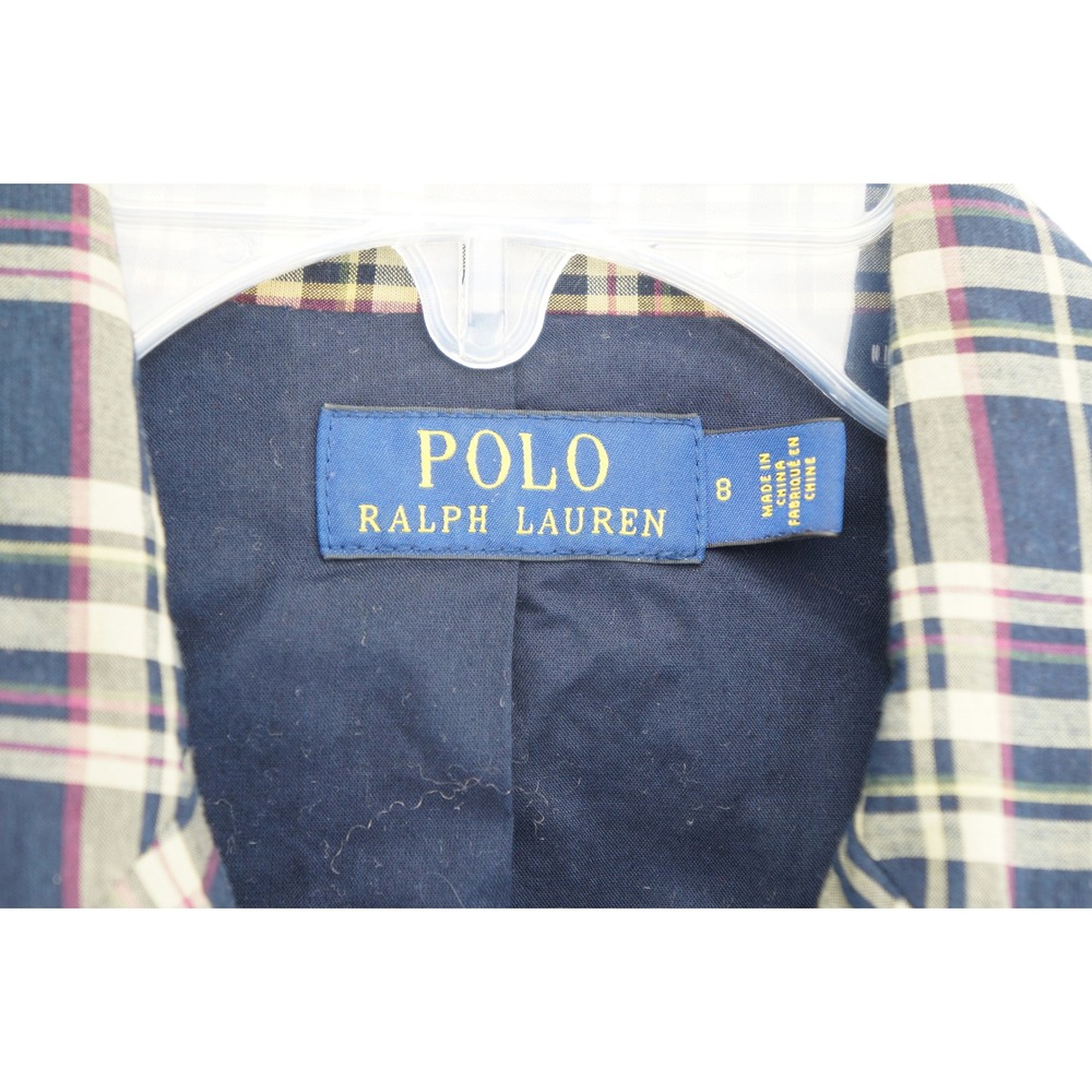 Polo Ralph Lauren Blazer 8 Multicolor Plaid Crest Patch Cotton Jacket Excellent - Picture 4 of 7